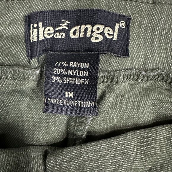 Like An Angel Women's Sz 1X Olive Green Jogger Style Pants Pockets Stretchy - Picture 5 of 8